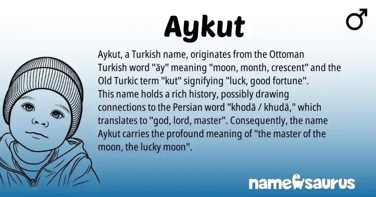 Infographic about Aykut name meaning, Aykut is a name from Persian, Ottoman Turkish, Turkish origin(s).
