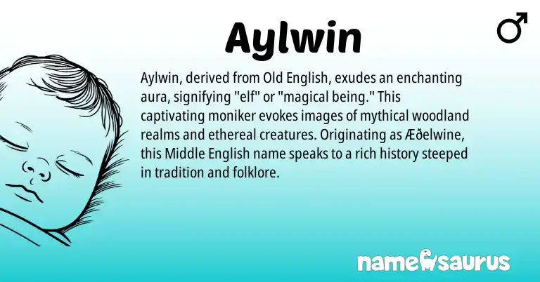 Infographic about Aylwin name meaning, Aylwin is a name from Middle English, Old English origin(s).