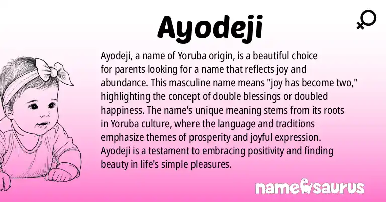 Infographic about Ayodeji name meaning, Ayodeji is a name from Yoruba origin(s).