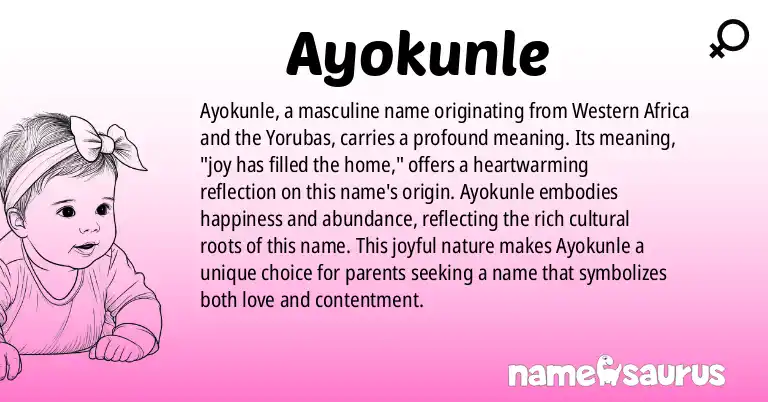 Infographic about Ayokunle name meaning, Ayokunle is a name from Western African, Yoruba origin(s).