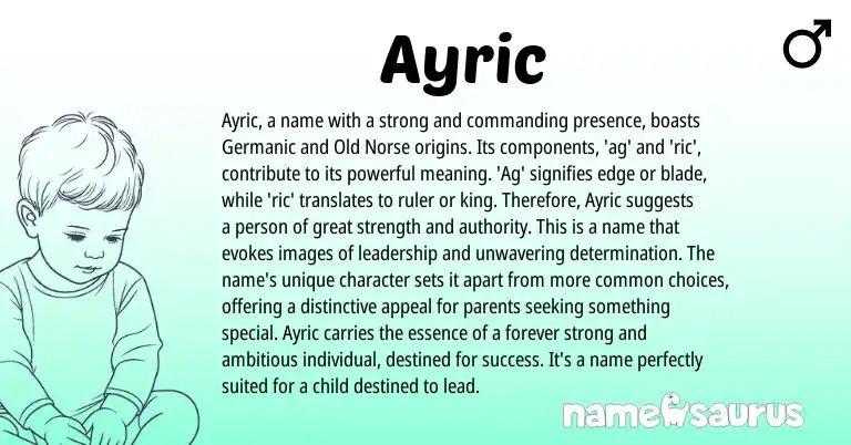 Infographic about Ayric name meaning, Ayric is a name from Germanic origin(s).
