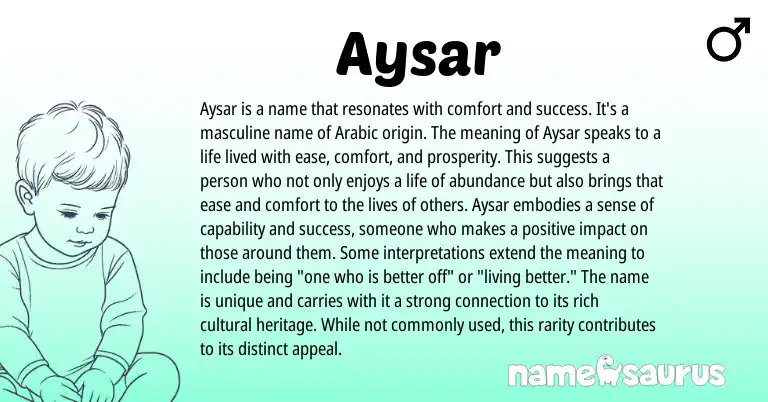 Infographic about Aysar name meaning, Aysar is a name from Arabic origin(s).