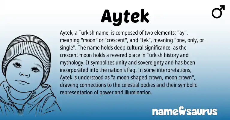 Infographic about Aytek name meaning, Aytek is a name from Turkish origin(s).