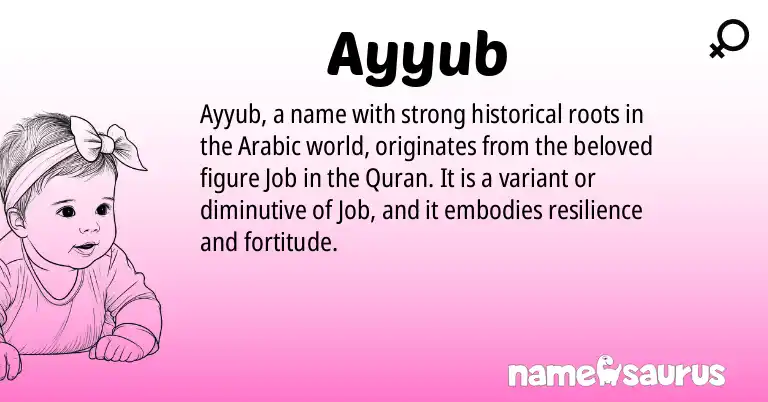 Infographic about Ayyub name meaning, Ayyub is a name from Arabic origin(s).