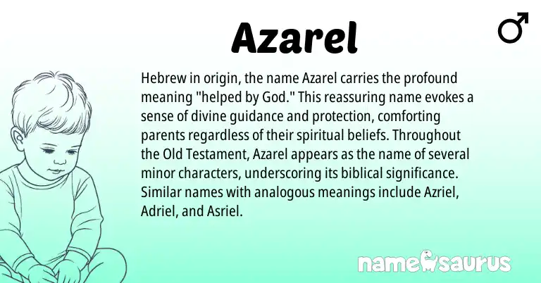 Infographic about Azarel name meaning, Azarel is a name from Hebrew origin(s).