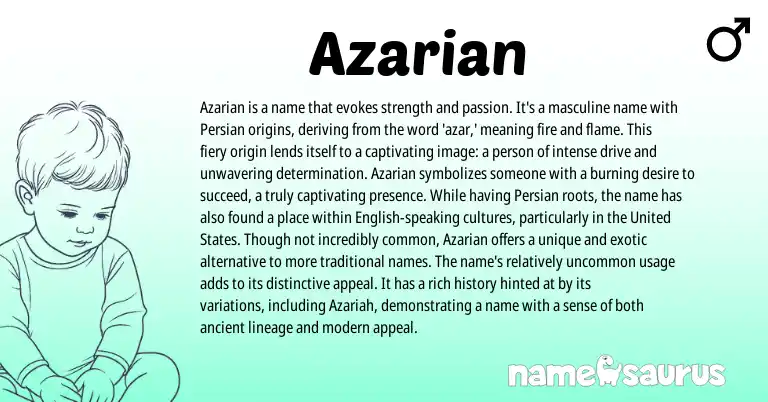 Infographic about Azarian name meaning, Azarian is a name from Persian origin(s).