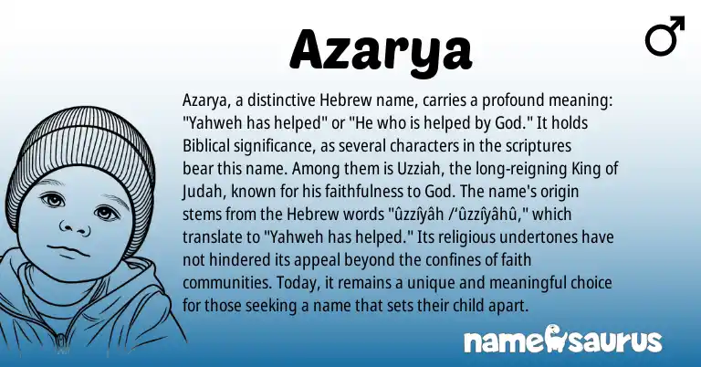 Infographic about Azarya name meaning, Azarya is a name from Hebrew origin(s).