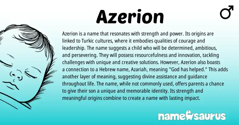 Infographic about Azerion name meaning, Azerion is a name from Turkic origin(s).