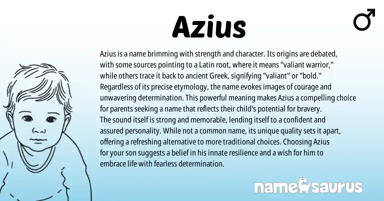 Infographic about Azius name meaning, Azius is a name from Latin origin(s).