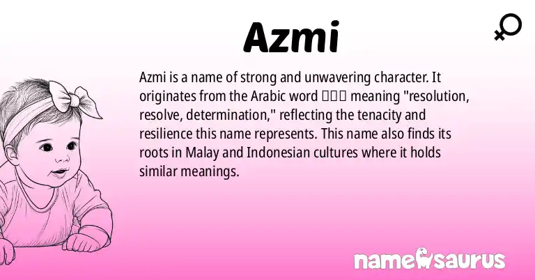 Infographic about Azmi name meaning, Azmi is a name from Arabic, Malay, Indonesian, Turkish origin(s).