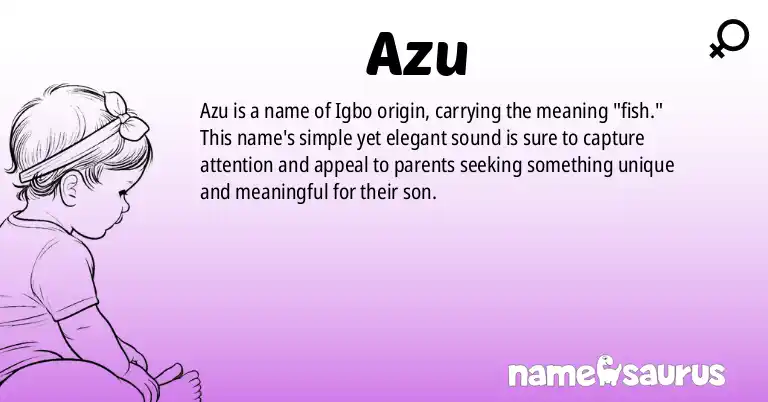 Infographic about Azu name meaning, Azu is a name from Igbo origin(s).