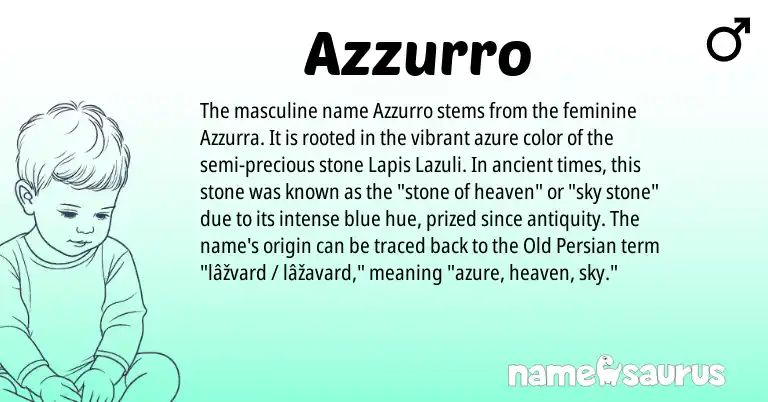 Infographic about Azzurro name meaning, Azzurro is a name from Old Persian origin(s).