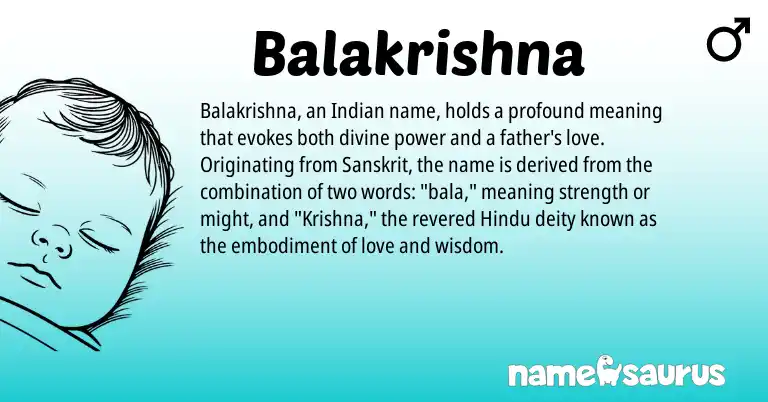 Infographic about Balakrishna name meaning, Balakrishna is a name from Sanskrit, Indian, Hindu origin(s).