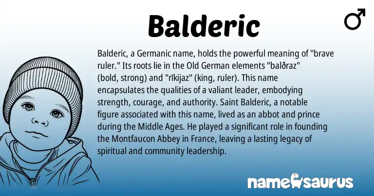 Infographic about Balderic name meaning, Balderic is a name from Old German, Germanic origin(s).