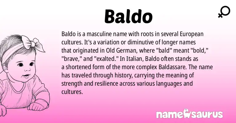 Infographic about Baldo name meaning, Baldo is a name from Italian, Spanish, Germanic origin(s).