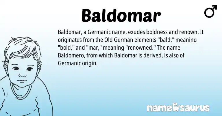 Infographic about Baldomar name meaning, Baldomar is a name from Old German, Germanic origin(s).