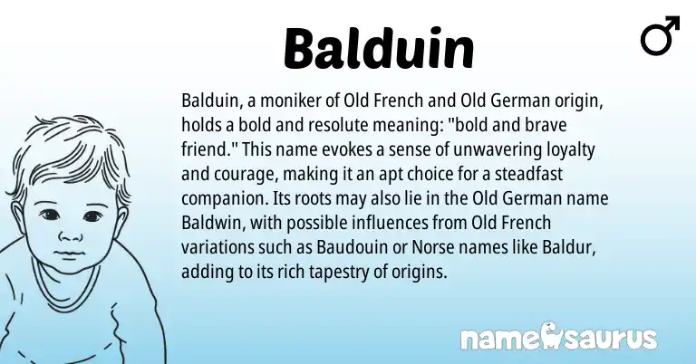 Infographic about Balduin name meaning, Balduin is a name from Old German, Old French, Norse origin(s).
