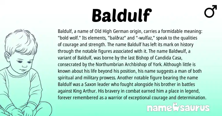 Infographic about Baldulf name meaning, Baldulf is a name from Old High German, Saxon origin(s).
