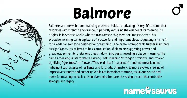 Infographic about Balmore name meaning, Balmore is a name from Scottish origin(s).