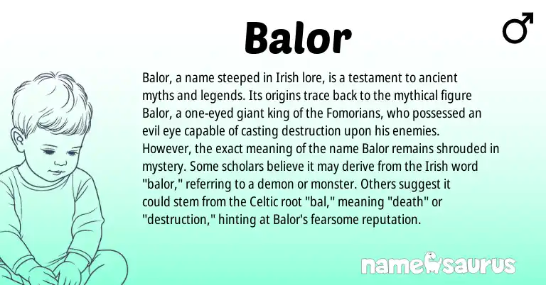 Infographic about Balor name meaning, Balor is a name from Irish, Celtic origin(s).