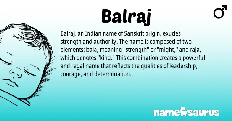 Infographic about Balraj name meaning, Balraj is a name from Sanskrit, Indian origin(s).