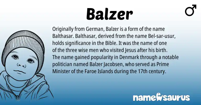 Infographic about Balzer name meaning, Balzer is a name from German origin(s).