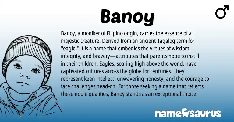 Infographic about Banoy name meaning, Banoy is a name from Filipino, Tagalog origin(s).