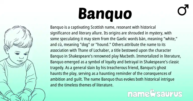 Infographic about Banquo name meaning, Banquo is a name from Gaelic, Scottish origin(s).
