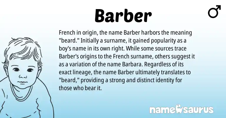 Infographic about Barber name meaning, Barber is a name from French origin(s).