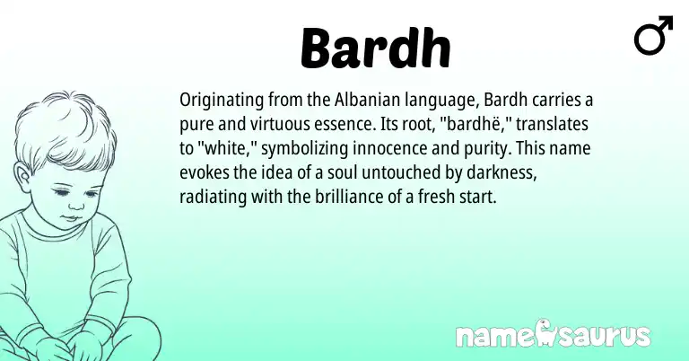 Infographic about Bardh name meaning, Bardh is a name from Albanian origin(s).