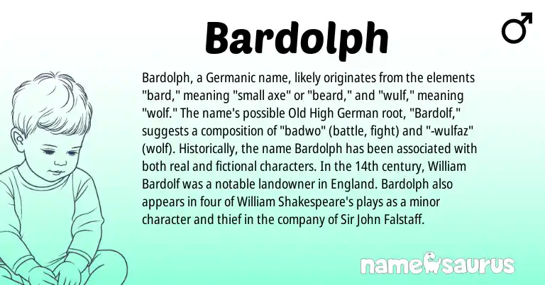 Infographic about Bardolph name meaning, Bardolph is a name from Old High German, Germanic, England origin(s).