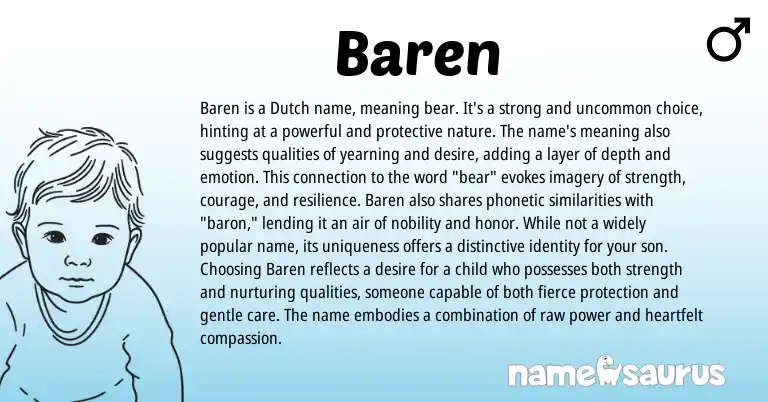 Infographic about Baren name meaning, Baren is a name from Indian, Dutch origin(s).