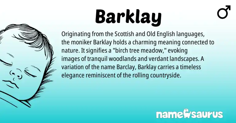 Infographic about Barklay name meaning, Barklay is a name from Old English, Scottish origin(s).