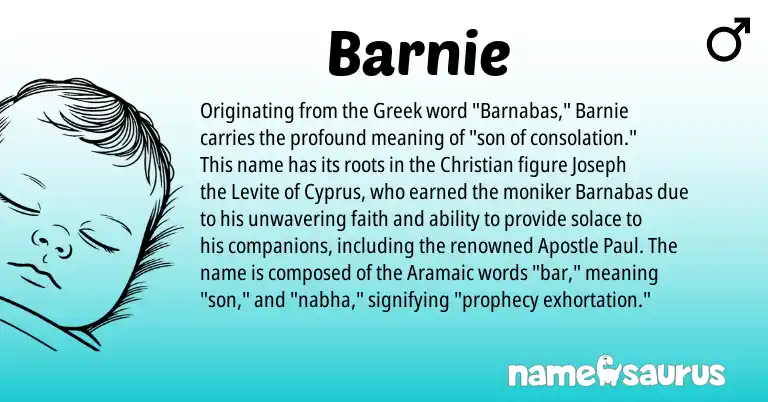 Infographic about Barnie name meaning, Barnie is a name from Aramaic, Cyprus, Greek origin(s).