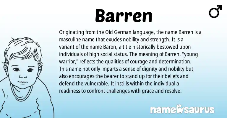 Infographic about Barren name meaning, Barren is a name from Old German origin(s).