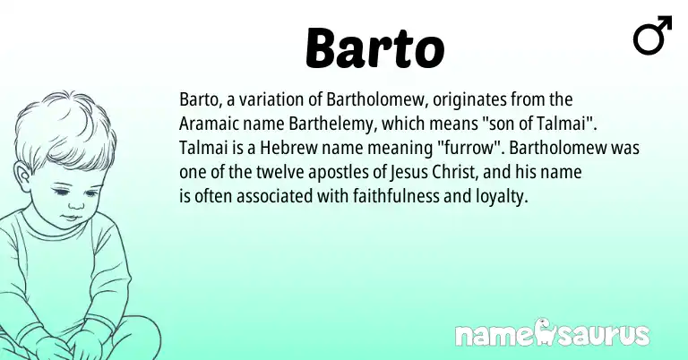 Infographic about Barto name meaning, Barto is a name from Aramaic, Hebrew origin(s).