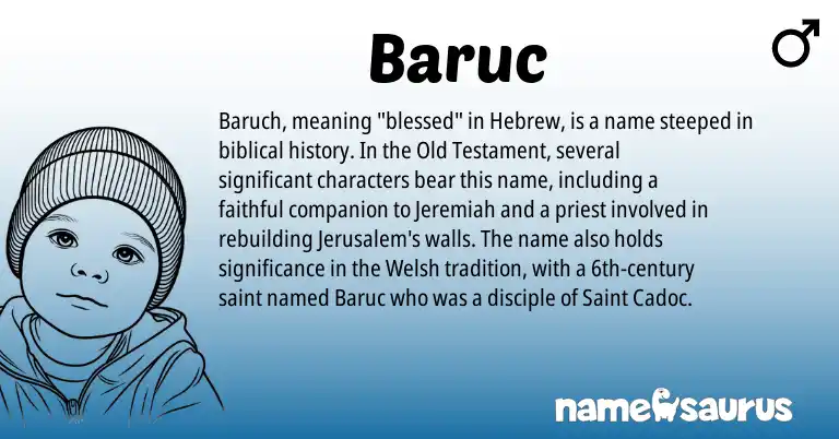 Infographic about Baruc name meaning, Baruc is a name from Welsh, Hebrew origin(s).