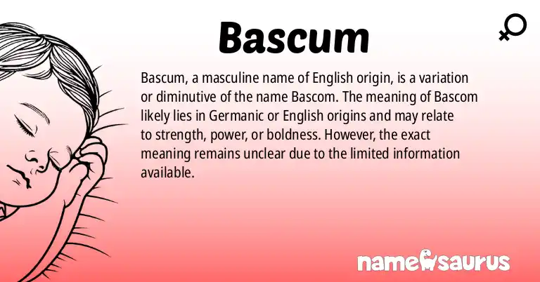 Infographic about Bascum name meaning, Bascum is a name from English origin(s).
