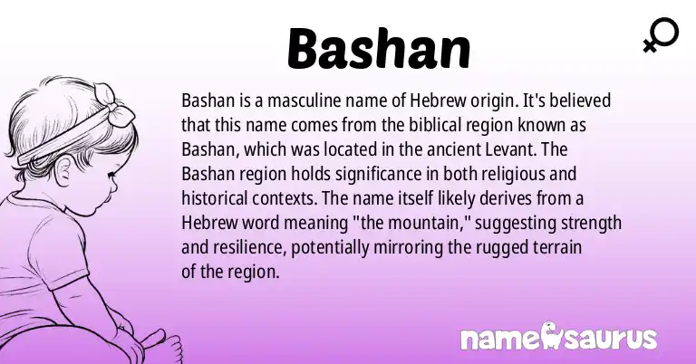 Infographic about Bashan name meaning, Bashan is a name from Ancient Hebrew origin(s).