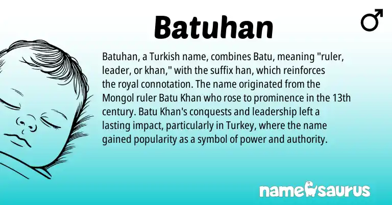 Infographic about Batuhan name meaning, Batuhan is a name from Turkish origin(s).