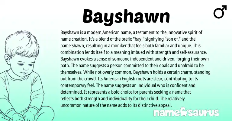 Infographic about Bayshawn name meaning, Bayshawn is a name from American origin(s).