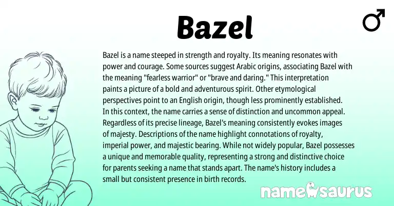 Infographic about Bazel name meaning, Bazel is a name from Arabic origin(s).