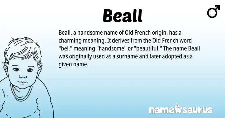 Infographic about Beall name meaning, Beall is a name from Old French origin(s).