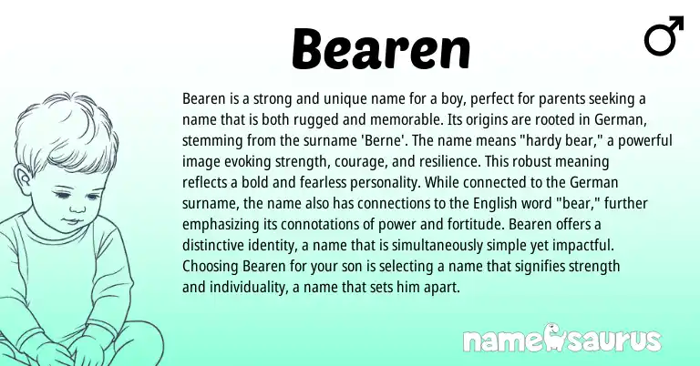 Infographic about Bearen name meaning, Bearen is a name from Germanic origin(s).
