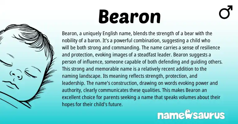 Infographic about Bearon name meaning, Bearon is a name from English origin(s).