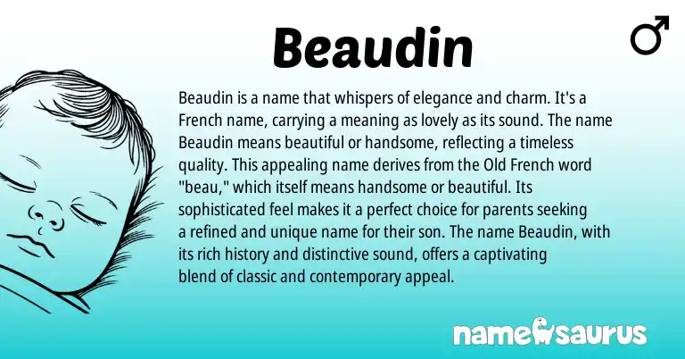 Infographic about Beaudin name meaning, Beaudin is a name from French origin(s).