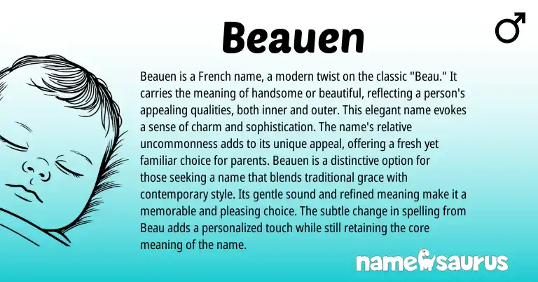 Infographic about Beauen name meaning, Beauen is a name from French origin(s).