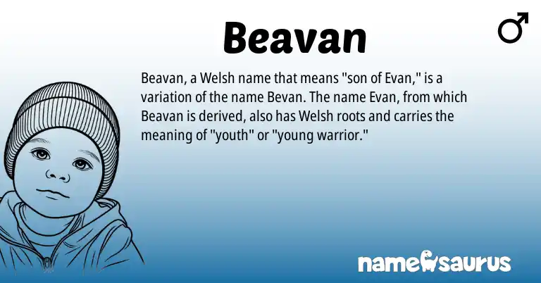 Infographic about Beavan name meaning, Beavan is a name from Welsh origin(s).