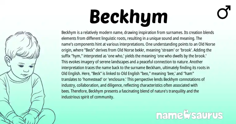 Infographic about Beckhym name meaning, Beckhym is a name from Norse origin(s).