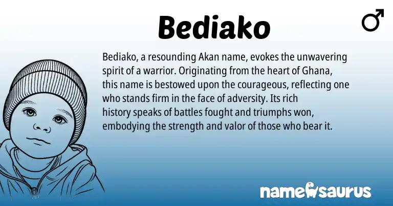 Infographic about Bediako name meaning, Bediako is a name from Akan, Ghana origin(s).